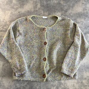 ALPS Cardigan Sweater Women's XL Rainbow Speckled Chunky Knit Made in USA